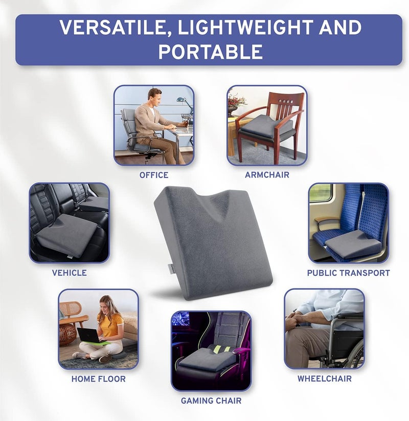 ComfySure Wedge Car Height Booster Seat Cushion - Office Chair Cushion - Memory Foam Tailbone Pain Relief Cushion for Driving, Office, Gaming Chair - Orthopedic Lower Back, Tailbone, Coccyx, HIPS Support - Image 5