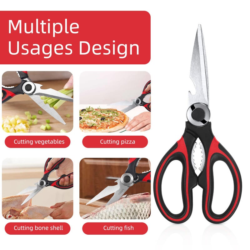 FAROPS Kitchen Scissor For General Use 2-Packs,Heavy Duty Kitchen Raptor Meat Shears,Dishwasher Safe Cooking Scissors, Stainless Steel Multi-function Scissors For Food,Chicken,Poultry, Fish, Pizza,Herbs - Image 5