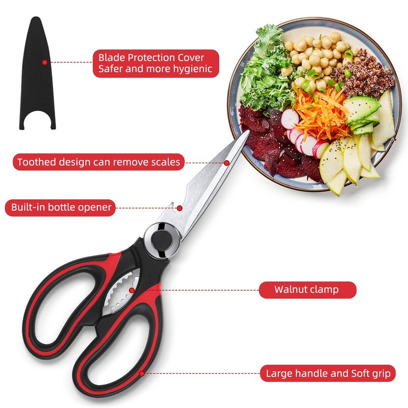 FAROPS Kitchen Scissor For General Use 2-Packs,Heavy Duty Kitchen Raptor Meat Shears,Dishwasher Safe Cooking Scissors, Stainless Steel Multi-function Scissors For Food,Chicken,Poultry, Fish, Pizza,Herbs - Image 2