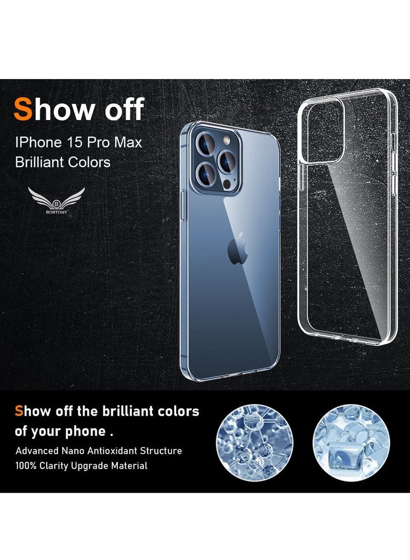 BORTONY iPhone 15 Pro Max Case Crystal Clear Soft Slim Fit Transparent TPU Protective Silicone Cover for Apple iPhone 15 Pro Max - Image 5