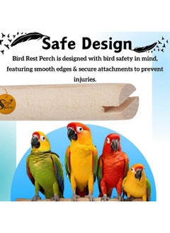 Sage Square Natural Wood Bird Perch For Cage - Promotes Healthy Feet And Nails, Perfect For Parakeets & Cockatiels, Natural, Durable & Comfortable Roosting Spot For Your Feathered Friend (Pack Of 3)  - Image 2