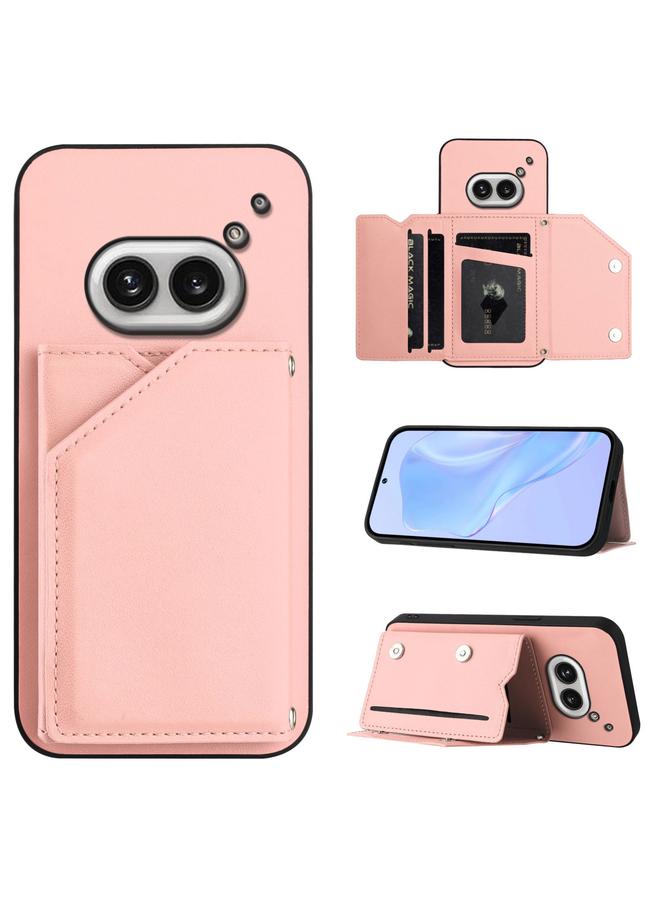 Case For Nothing Phone 2a Skin Feel Four Card Slots Phone Case with Wrist Strap