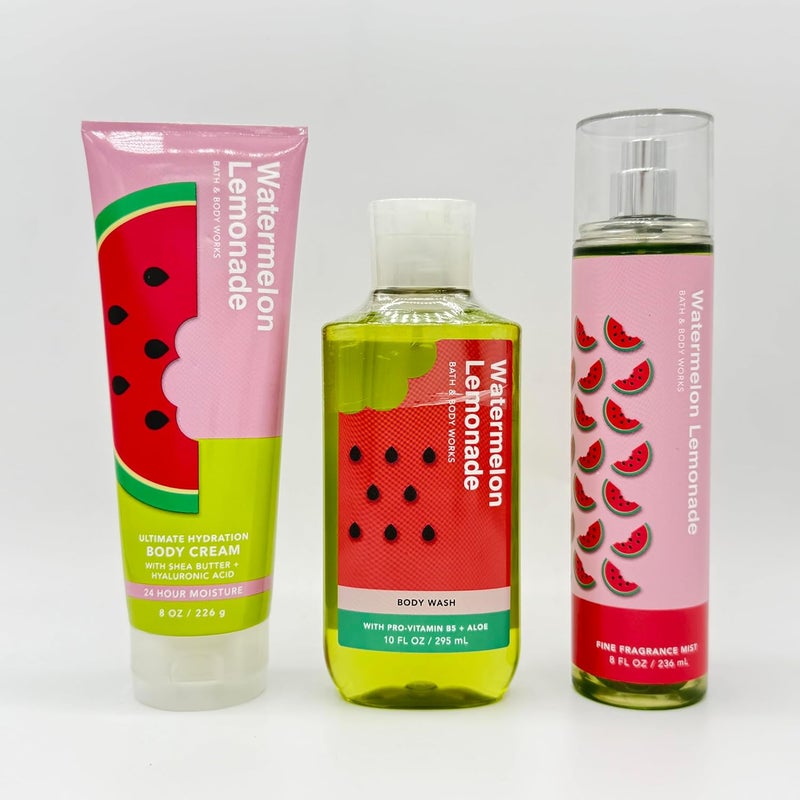 Watermelon Lemonade Bath Body 3Piece Bundle Ultimate Hydration Body Cream Body Wash and Fine Fragrance Mist - Image 1