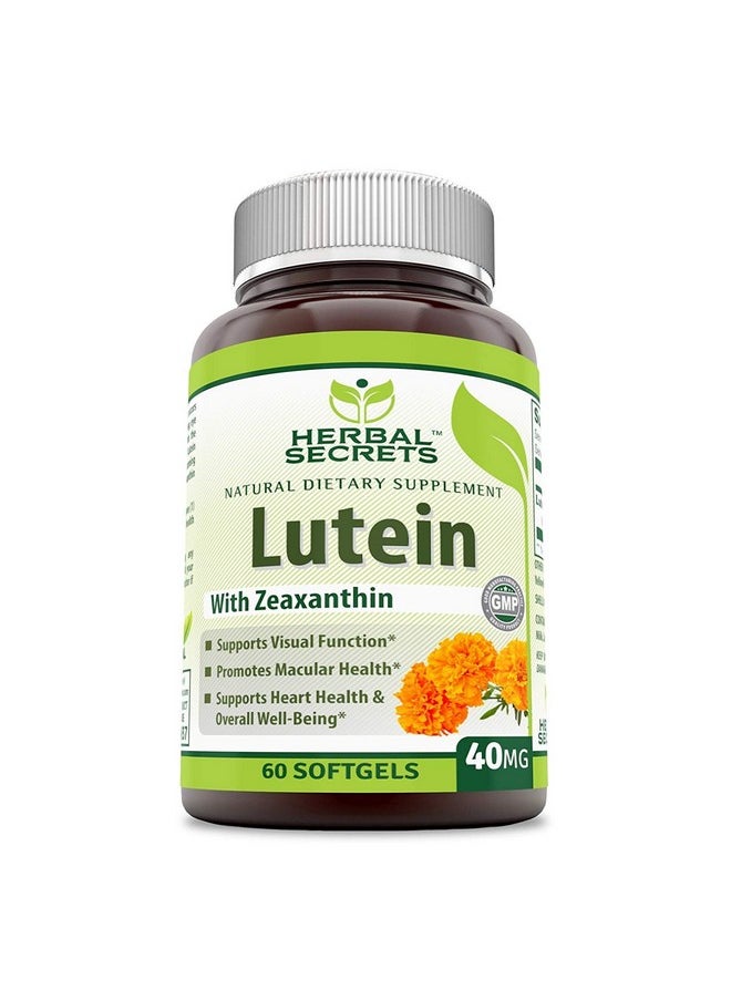 Herbal Secrets - Lutein With Zeaxanthin Softgels (Nongmo) Supports Heart Health And Well Being* Support Visual Function* Promotes Macular Health* (40Mg 60 Count) - Image 1