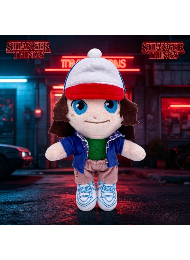 Stranger Things Plushies Dustin, 9.5 Inch Cute Anime Figure Soft Cushion Doll with Trucker Cap, TV Show Character Cosplay Plush Toy Birthday Gift for Kids