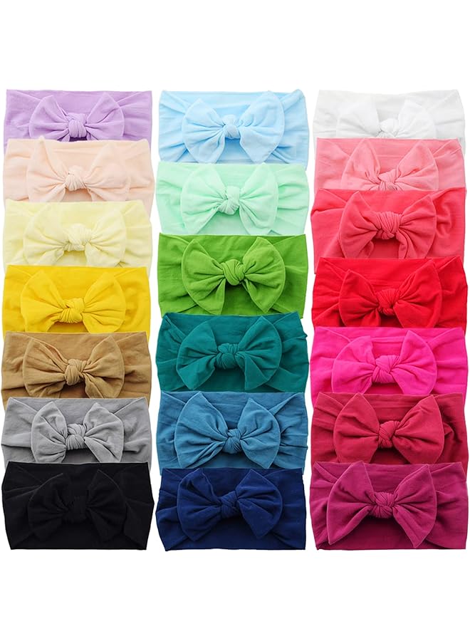 ويلينج تي عصابة رأس نايلون للأطفال، 20 قطعة، 4.5 بوصة، إكسسوارات شعر ناعمة مع فيونكات وأشرطة مطاطية للبنات حديثي الولادة والرضع والأطفال الصغار - Image 2