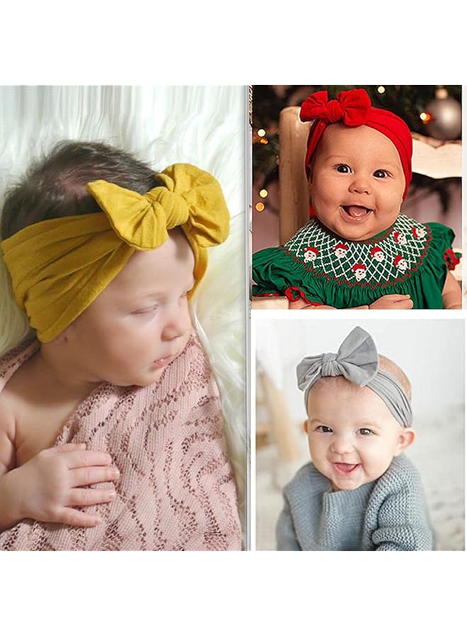 ويلينج تي عصابة رأس نايلون للأطفال، 20 قطعة، 4.5 بوصة، إكسسوارات شعر ناعمة مع فيونكات وأشرطة مطاطية للبنات حديثي الولادة والرضع والأطفال الصغار - Image 5