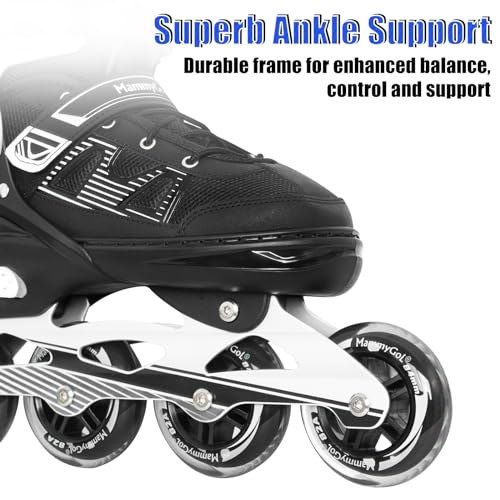 MammyGol Adult Inline Skates for Men Women, Roller Skates with Carbon Steel Bearings, TPR Brake, 3D Mesh, EVA Lining, PVC Upper | Adjustable Size for Better Fit for Beginner - Image 2