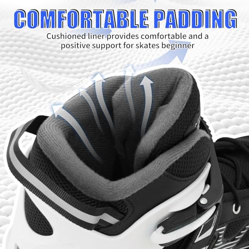 MammyGol Adult Inline Skates for Men Women, Roller Skates with Carbon Steel Bearings, TPR Brake, 3D Mesh, EVA Lining, PVC Upper | Adjustable Size for Better Fit for Beginner - Image 4