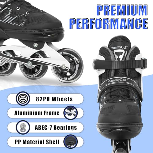 MammyGol Adult Inline Skates for Men Women, Roller Skates with Carbon Steel Bearings, TPR Brake, 3D Mesh, EVA Lining, PVC Upper | Adjustable Size for Better Fit for Beginner - Image 3