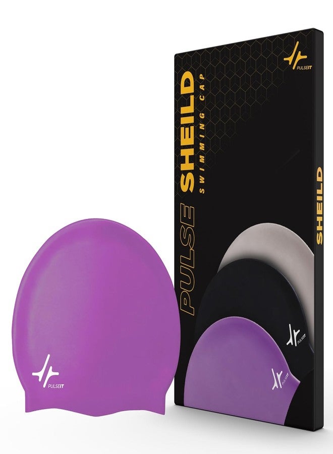 PulseITCap Silicone Swimming Cap for Women & Men, Adult, Vibrant Lightweight, Non-Slip, Easy Wear | Removal, Protects Hair (Purple) - Image 1