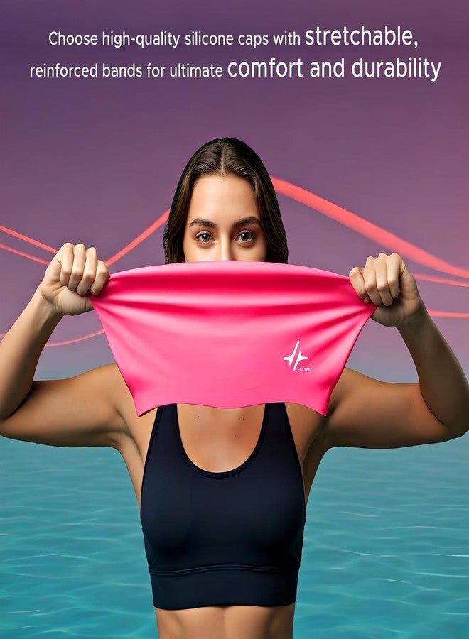 PulseITCap Silicone Swimming Cap for Women & Men, Adult, Vibrant Lightweight, Non-Slip, Easy Wear | Removal, Protects Hair (Purple) - Image 2