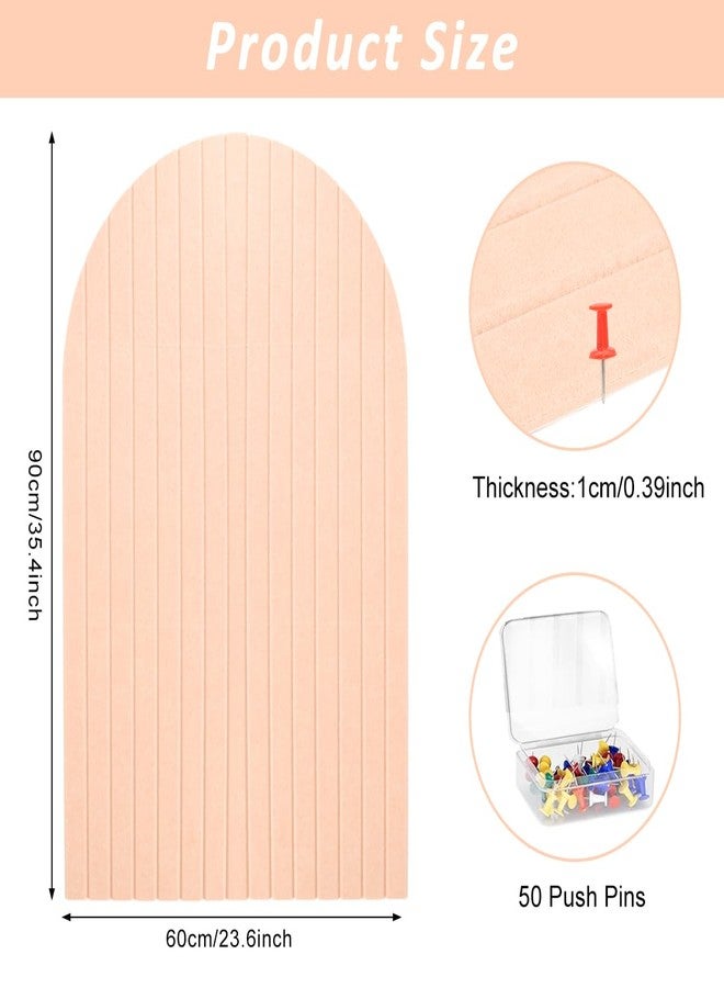 Climberty® Arched Felt Bulletin Board 35x24 Inch Wall Pin Board for Photos Notes Schedules Mood Board Home Office Bedroom Decor, Ribbed Felt Notice Board (Light Pink) - Image 2