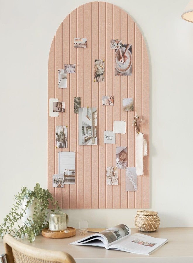 Climberty® Arched Felt Bulletin Board 35x24 Inch Wall Pin Board for Photos Notes Schedules Mood Board Home Office Bedroom Decor, Ribbed Felt Notice Board (Light Pink) - Image 1