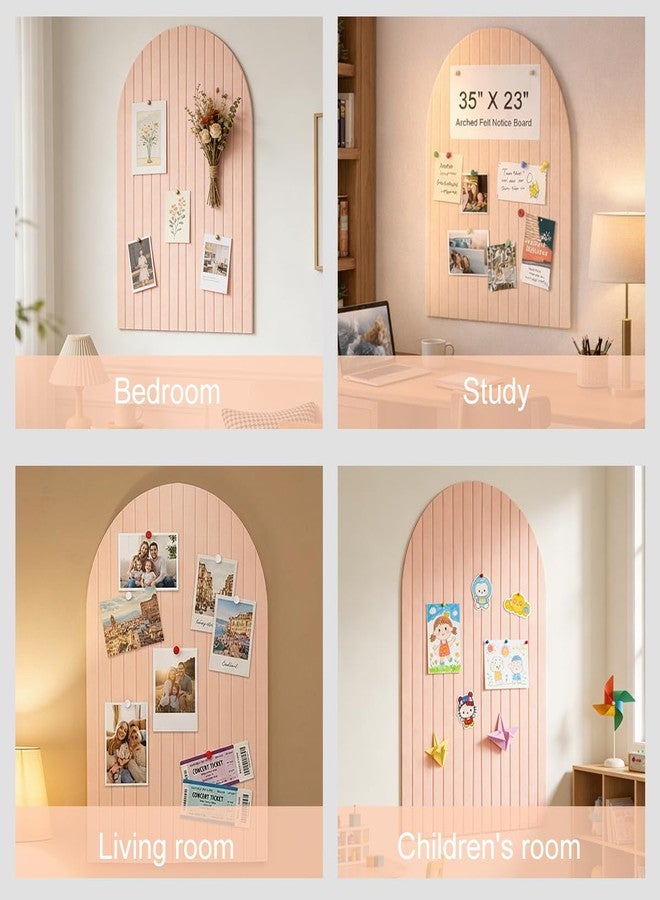 Climberty® Arched Felt Bulletin Board 35x24 Inch Wall Pin Board for Photos Notes Schedules Mood Board Home Office Bedroom Decor, Ribbed Felt Notice Board (Light Pink) - Image 5