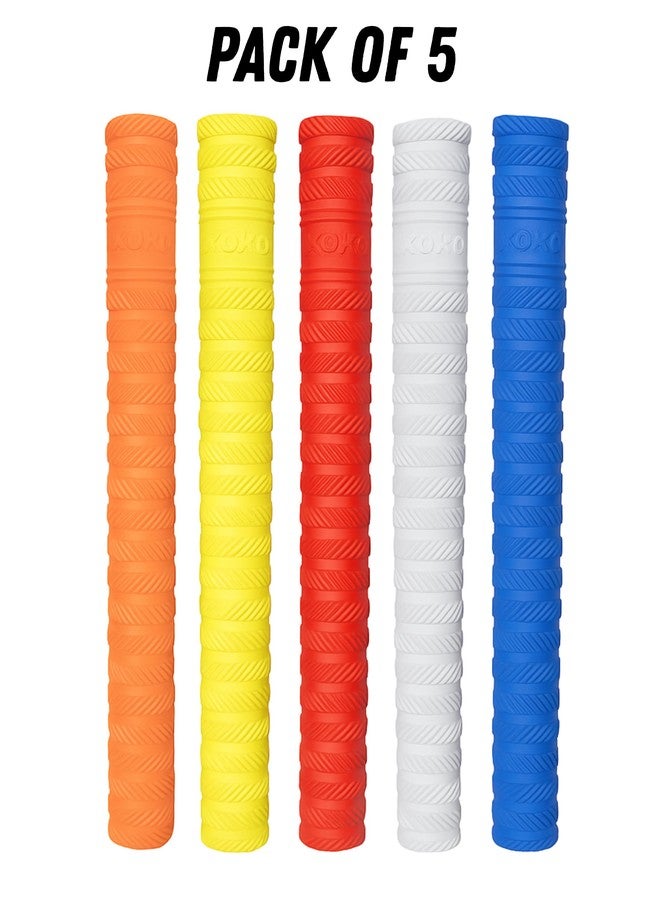 xoko Cricket Bat Rubber Grips, Multi-Color Pack, High Shock Absorption with Extra Cushioning (Orange , Yellow , Red ,White ,Blue) - Image 3