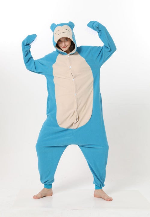 Pokémon Cartoon Onesie Pajamas for Couples Blue Kabi Beast