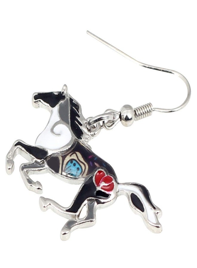 BONSNY Enamel Alloy Colorful Horse Earrings for Women Animal Lover Statement Jewelry (Black) - Image 4