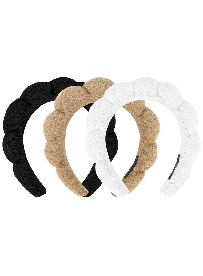 ACO-UINT 3 Pack Spa Headbands - Terry Cloth Makeup Headbands with Sponge for Skincare and Face Washing, Puffy Hair Band - Image 1