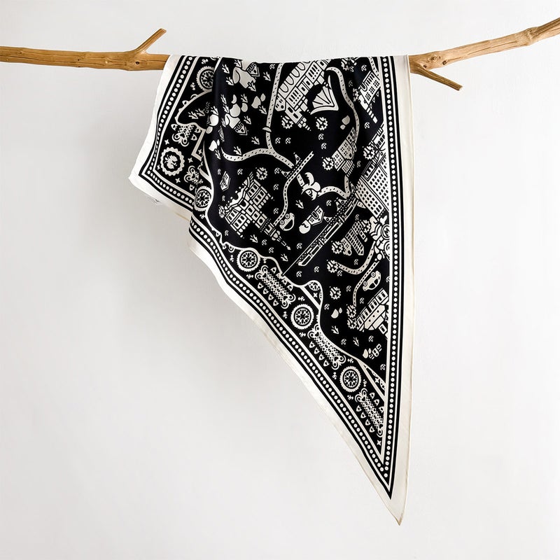 Retro Striped Triangle Silk Scarf for Women - High-End Autumn Fashion Accessory