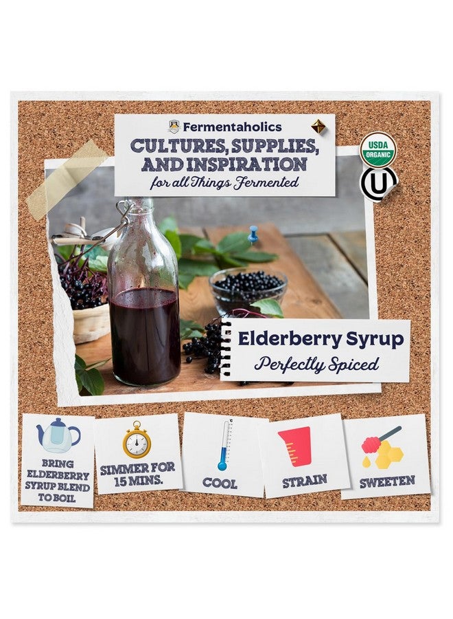 Fermentaholics FERMENTAHOLICS USDA Organic Dried Elderberry Syrup Making Kit | Easily Make Your Own Elderberry Syrup or Tea! | All Natural | Elderberries + Syrup Spice Blend + Honey + Cheese Cloth | For Syrup - Image 2