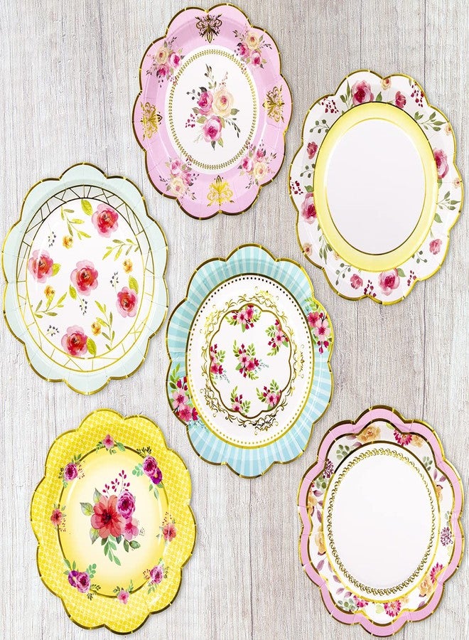 Fancy Land Floral Paper Plates 7.28 Inches Vintage Small Party Plate 24 ct - Image 4