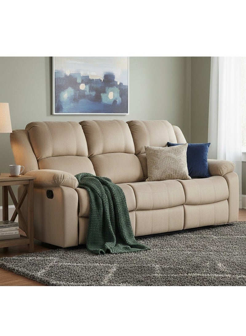 Royaloak Penang 3 Seater Recliner | Fabric Upholstery | High Back Support | Tufted Detailing | Pillow Top Armrest | Pocket Springs | Strong Footrest | Heavy Duty Metal Support for Lasting Comfort - Image 1