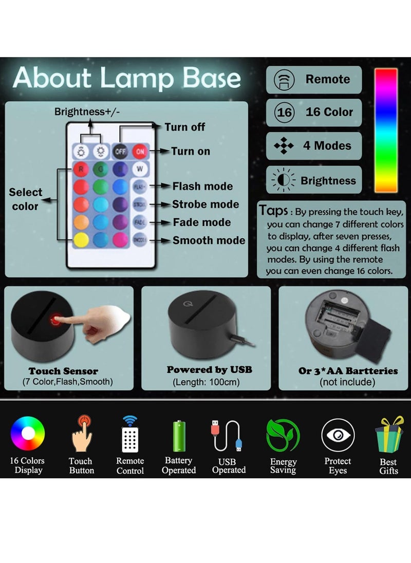 Gonice - 3D Optical Illusion Night Light Table Lamp 7/16 Colors Change Remote Control with Timer,Dimmable - Image 1