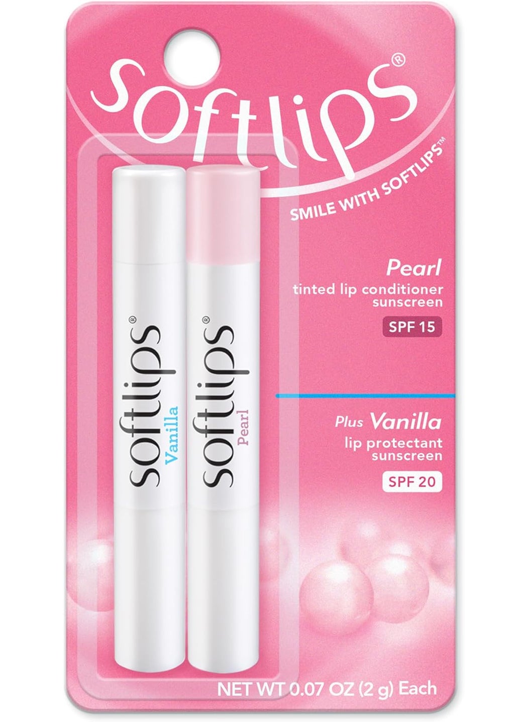 Softlips Softlips Daily Lip Moisturizer For Very Dry Lips With SPF Pearl Tint  Vanilla Flavor Lip Balm Hydrates Soothes  Prevents Dry Chapped Lips Smooth Glide Formula Dermatologist Tested Pack of 2 Chap Sticks 