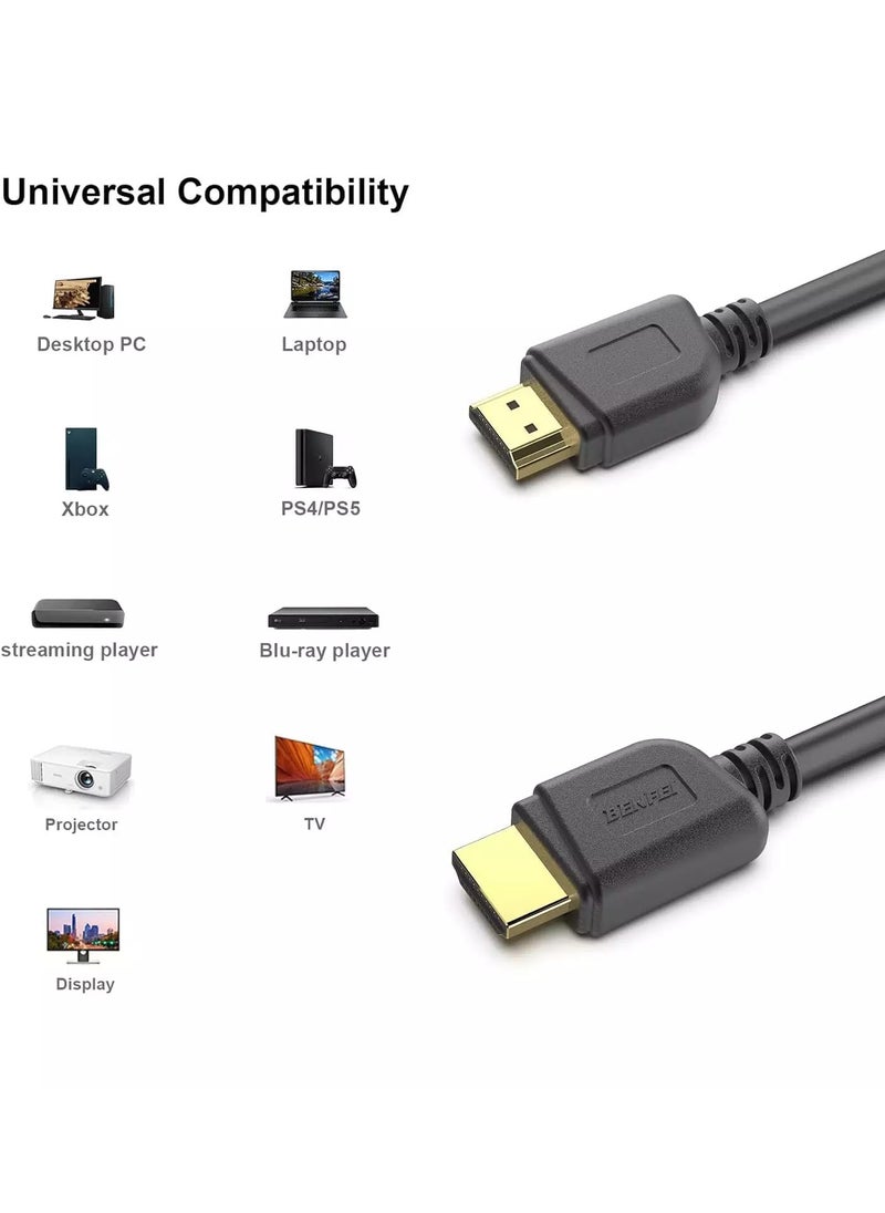 بنفي كابل HDMI عالي السرعة 4K، 4K@60Hz، 2K@120Hz كابل HDMI 2.0 بطول 1.8 متر بسرعة 18 جيجابت في الثانية، HDR، ثلاثي الأبعاد، 2160P، 1080P، إيثرنت - كابل HDMI 28AWG، إرجاع الصوت (ARC) متوافق مع أجهزة تلفزيون UHD، Blu-ray، Xbox، PS4، الكمبيوتر الشخصي  - Image 2