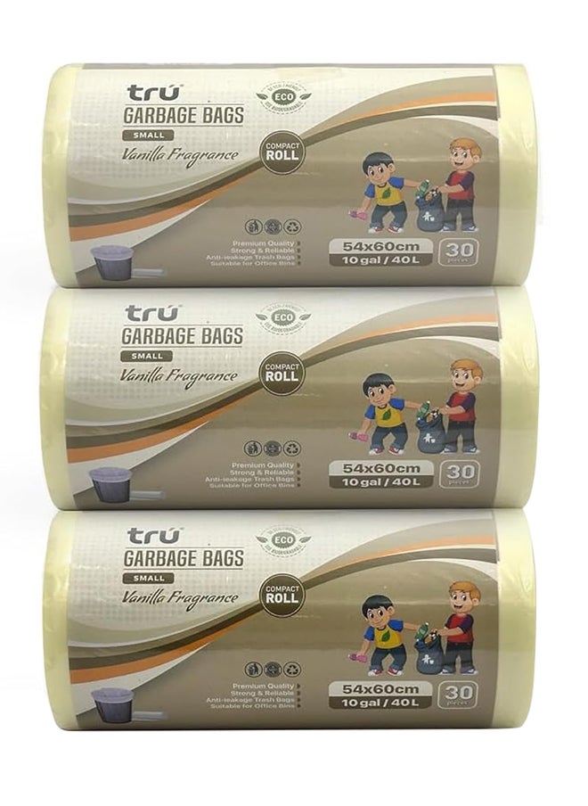 Tru Vanilla Scented Garbage Bags Compact Roll 54x60cm - Pack of 3  - Image 1