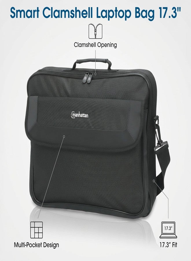 MANHATTAN 17.3-Inch Laptop Shoulder Bag Carrying Case - Briefcase Style, Full Clamshell Opening, Padded Compartments - Computer, Tablet, Notebook - 3 Yr Mfg Warranty - Black, 439992 - Image 2