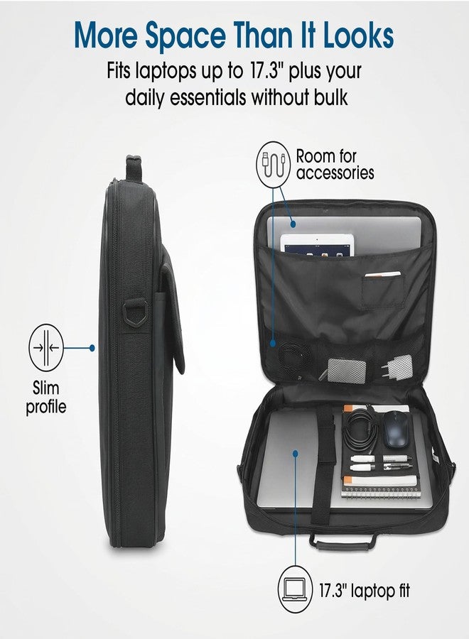 MANHATTAN 17.3-Inch Laptop Shoulder Bag Carrying Case - Briefcase Style, Full Clamshell Opening, Padded Compartments - Computer, Tablet, Notebook - 3 Yr Mfg Warranty - Black, 439992 - Image 5
