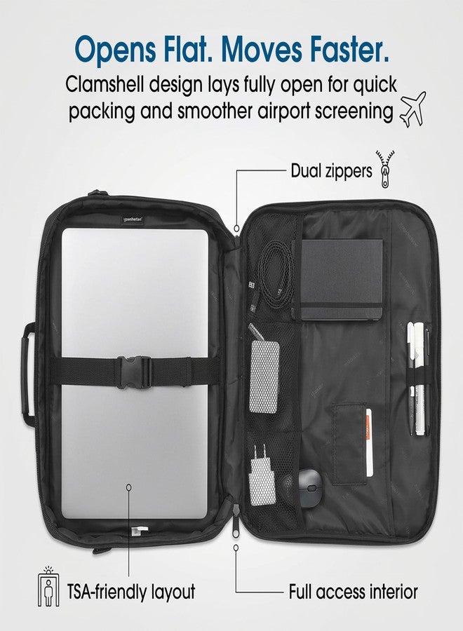 MANHATTAN 17.3-Inch Laptop Shoulder Bag Carrying Case - Briefcase Style, Full Clamshell Opening, Padded Compartments - Computer, Tablet, Notebook - 3 Yr Mfg Warranty - Black, 439992 - Image 3