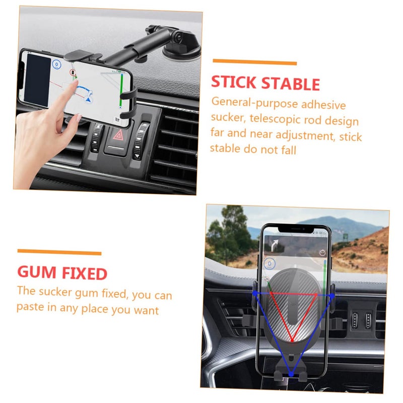 Dual Car Phone Holder Mount with Suction Cup and Air Vent Clip Stable Rotatable Black Stand - Image 5