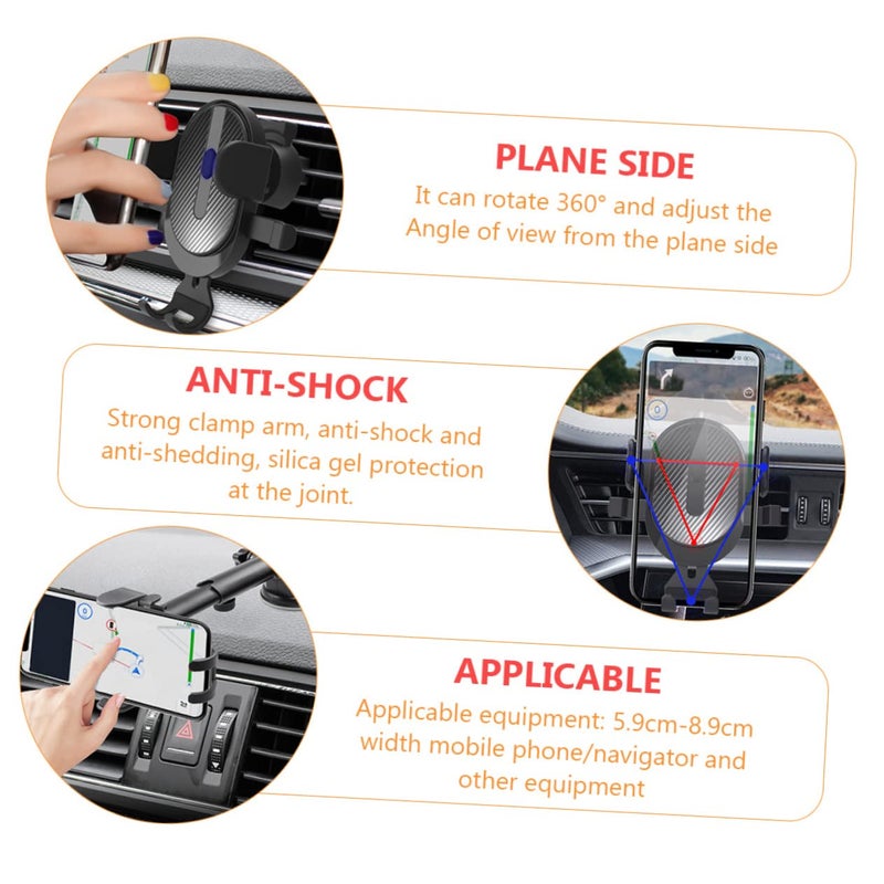 Dual Car Phone Holder Mount with Suction Cup and Air Vent Clip Stable Rotatable Black Stand - Image 3