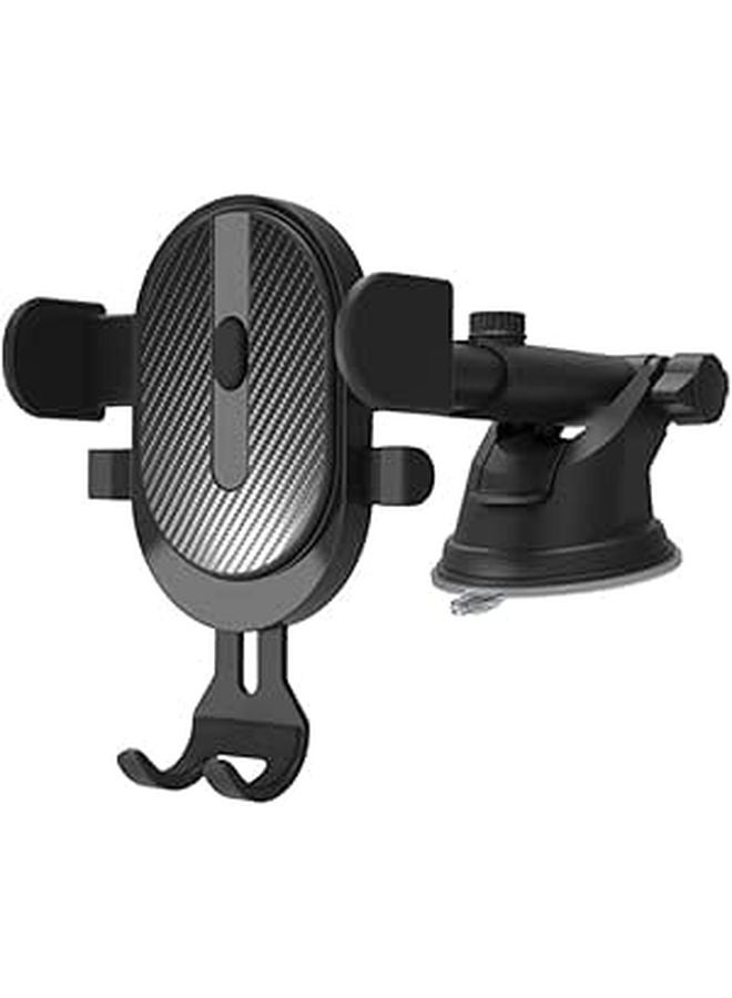 Dual Car Phone Holder Mount with Suction Cup and Air Vent Clip Stable Rotatable Black Stand - Image 1