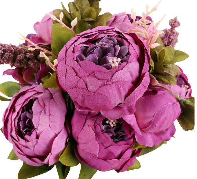 FAKE FLOWERS VINTAGE ARTIFICIAL PEONY SILK FLOWERS WEDDING HOME DECORATIONPACK OF 1 PURPLE