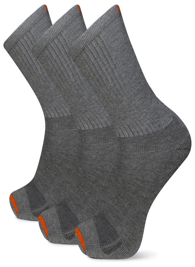 Merrell Unisex Cushioned Cotton Crew Sock 3 Pair Pack, Gray, M/L - Image 1