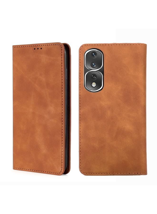 Green Tiger Case For Honor 80 Pro Skin Feel Magnetic Horizontal Flip Leather Phone Case - Image 1