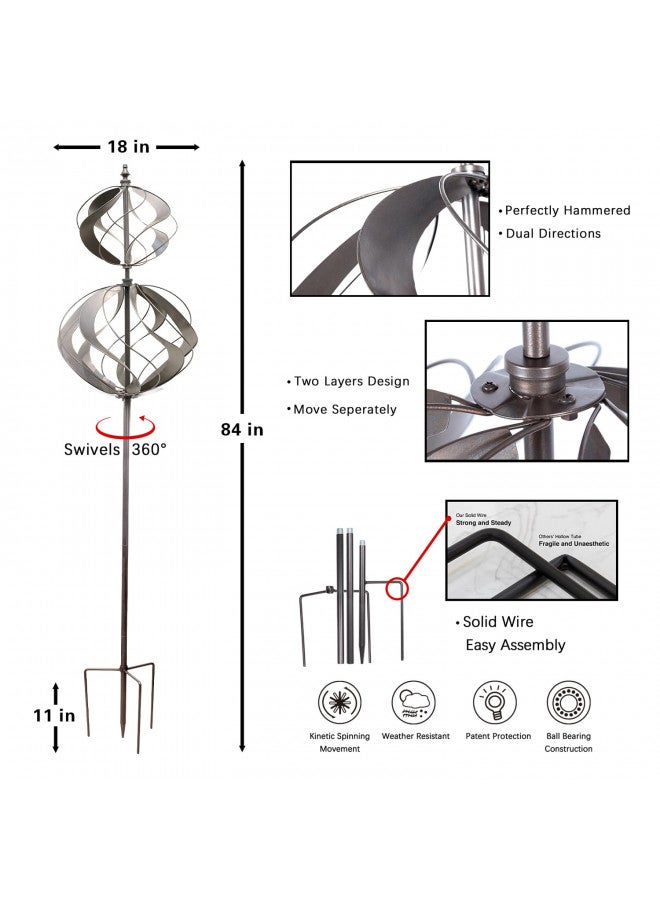 WinWindSpinner Winwindspinner Wind Spinners Outdoor Metal - Large Kinetic Wind Spinner for Yard Garden, Windmills Lawn Ornament Décor for Lawn Patio (Height 84")  - Image 3