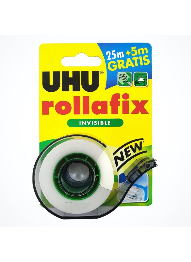 UHU Rollafix Invisible Adhesive Tape W Dispenser 30 m x 19 mm