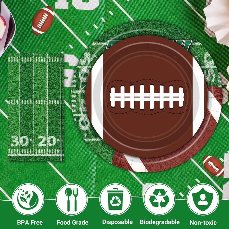 QZYL Football Party Supplies Set - 150 PCS Dinnerware, Decorations Include Plates, Napkins for Game Day, Birthday Party - Image 3