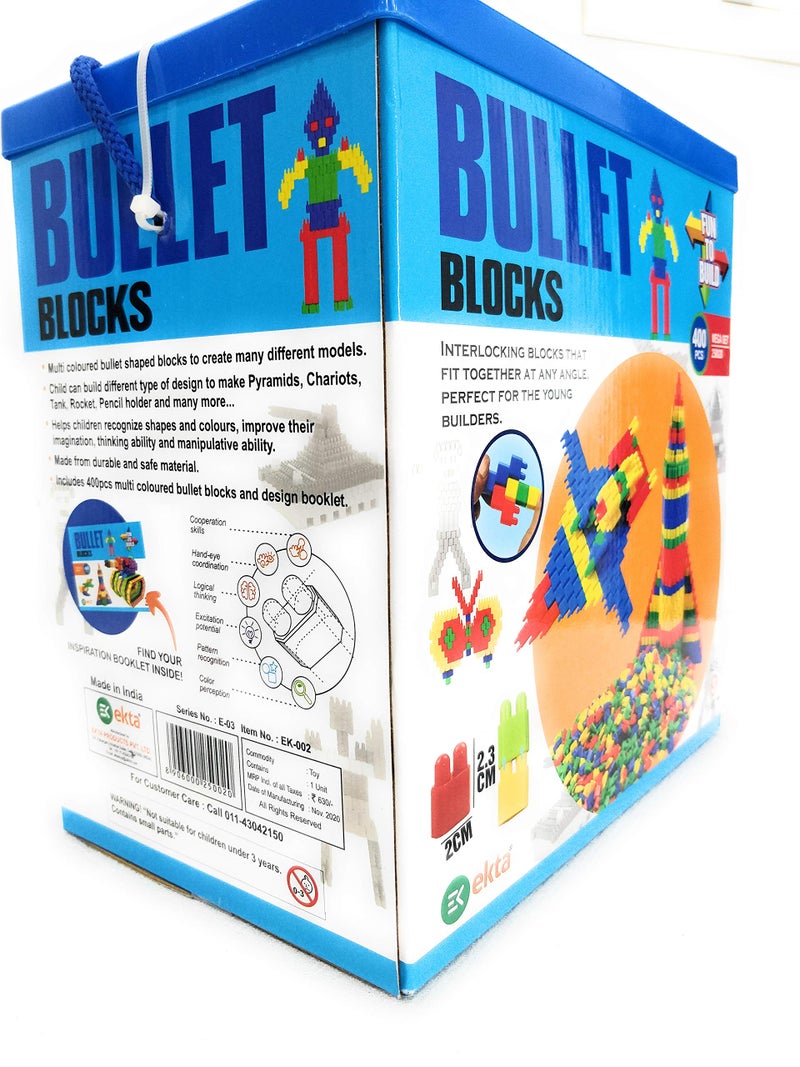 EKTA Bullet Block Game 400Pcs (Fun to Build) Interactive Block That Fits at Any Angle+Inspiration Booklet Inside-(Made in India),Multi - Image 2