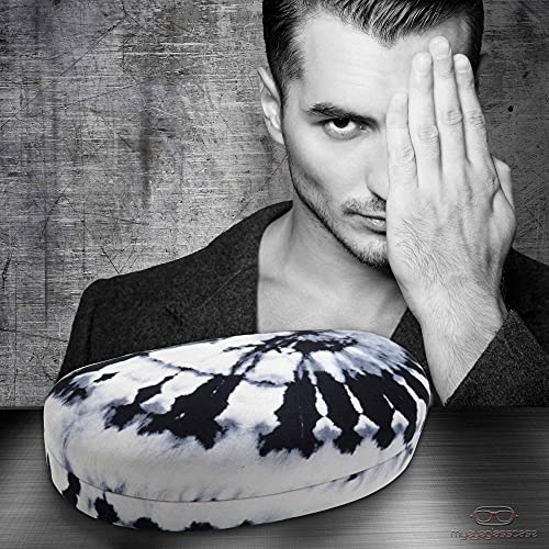 MyEyeglassCase Hard Sunglasses case - Large Glasses Case Holder in Tie Dye Black & White print design - Eyeglass Case Hard shell with Drawstring Pouch and Cleaning Cloth (AS113 TD Black & White) - Image 2