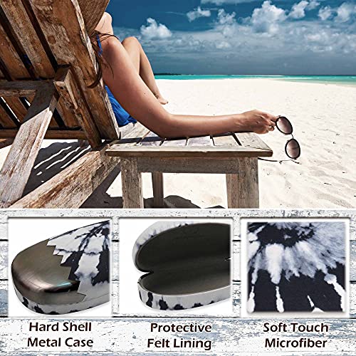 MyEyeglassCase Hard Sunglasses case - Large Glasses Case Holder in Tie Dye Black & White print design - Eyeglass Case Hard shell with Drawstring Pouch and Cleaning Cloth (AS113 TD Black & White) - Image 3