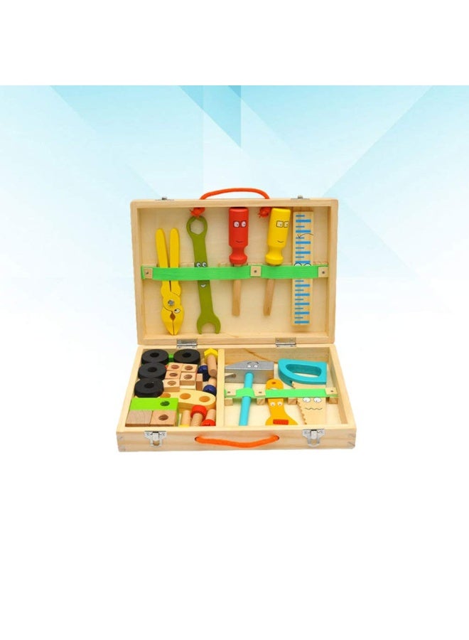 Kids Wooden Pretend Play Repair Tools Toolbox Educational Toy Set - Image 5