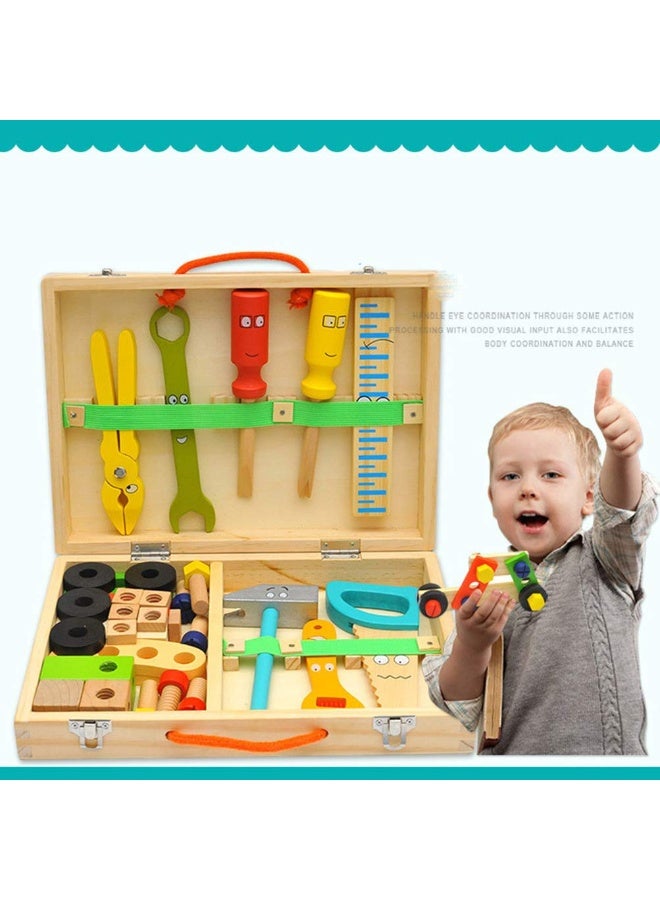 Kids Wooden Pretend Play Repair Tools Toolbox Educational Toy Set - Image 4