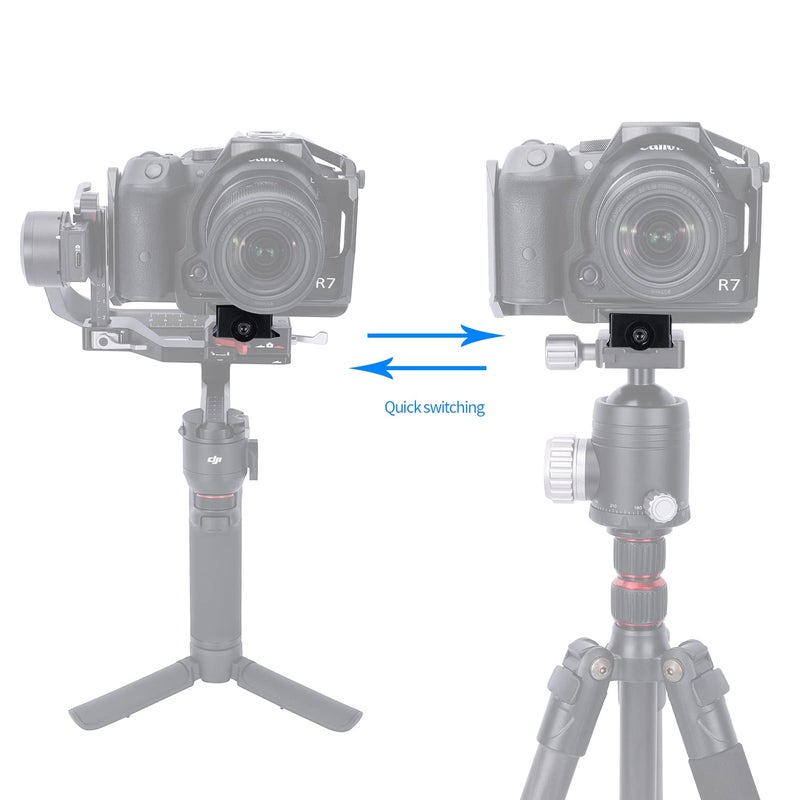 NICEYRIG Quick Release Clamp for Arca-Swiss Type, with Dovetail Plate 2-in-1 Functional Adapter Applicable for DJI RS 3 Mini/RS 3 Pro/RS 2 / RSC 2 / Ronin SC, 90° Direction Switch - 551 - Image 3