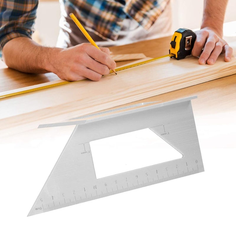 سبيكة الألومنيوم الفضية مسطرة زاوية متعددة الوظائف 45 90 درجة أداة تخطيط مربعة - Image 3